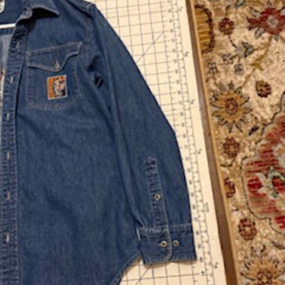 Y2K UNI-SEX HARLEY DAVIDSON LONG SLEEVE JEAN SHIRT SZ SM - Picture 10 of 12